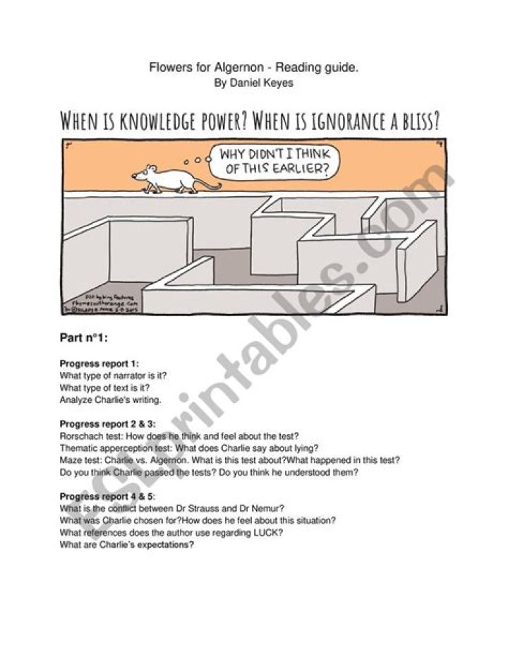 Flowers for Algernon Study Guide PDF Answer Key & Study Guide