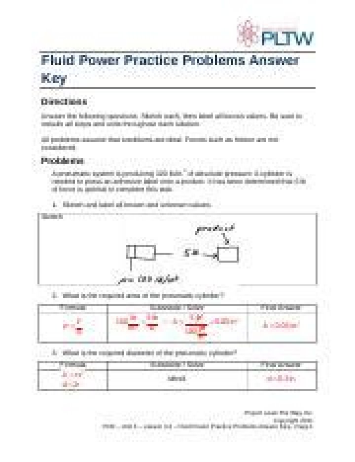 Fluid Power Practice Problems Answer Key PDF – Free Download