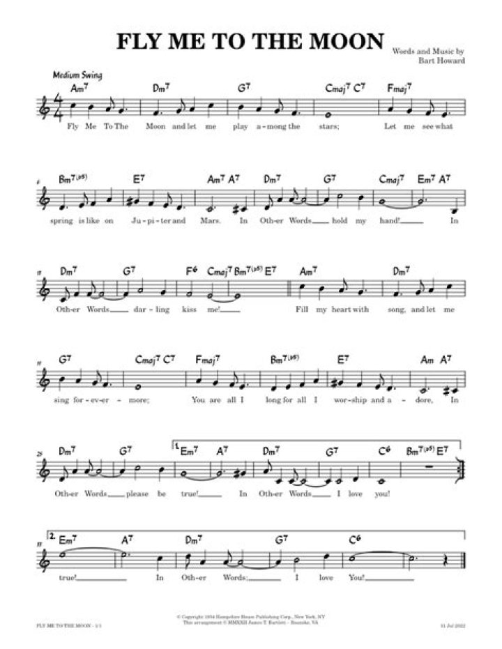 Fly Me to the Moon Jazz Sheet Music PDF – Download Instantly