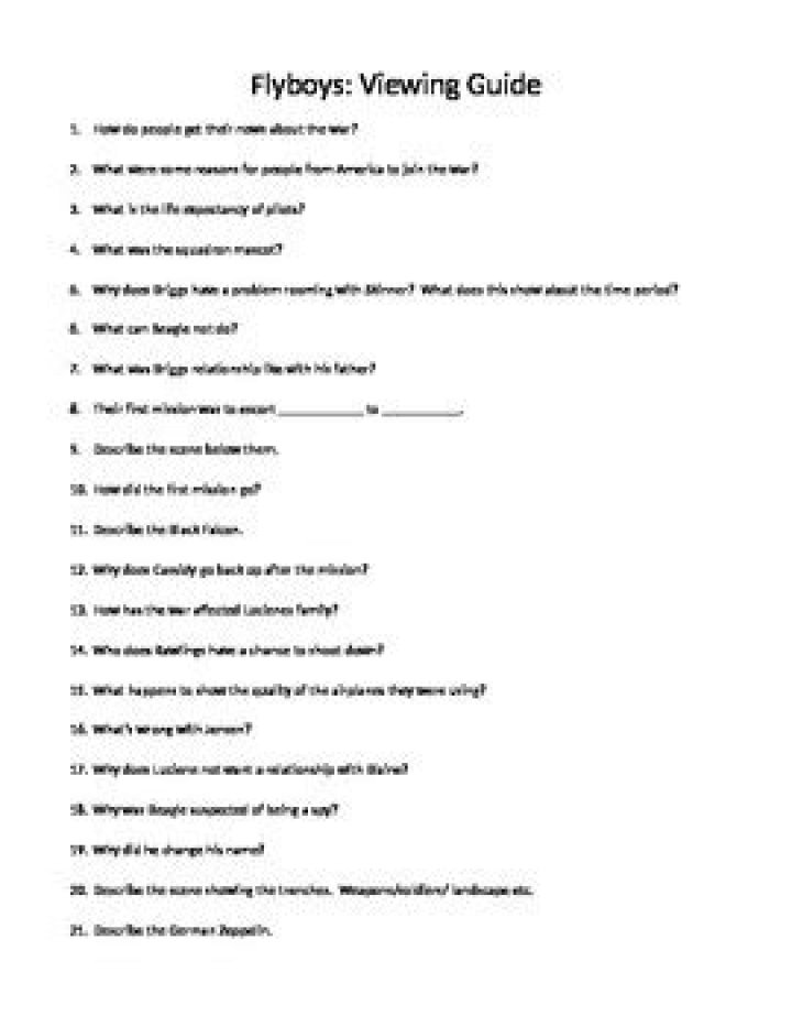 Flyboys Viewing Guide Answers PDF: Complete Answer Guide