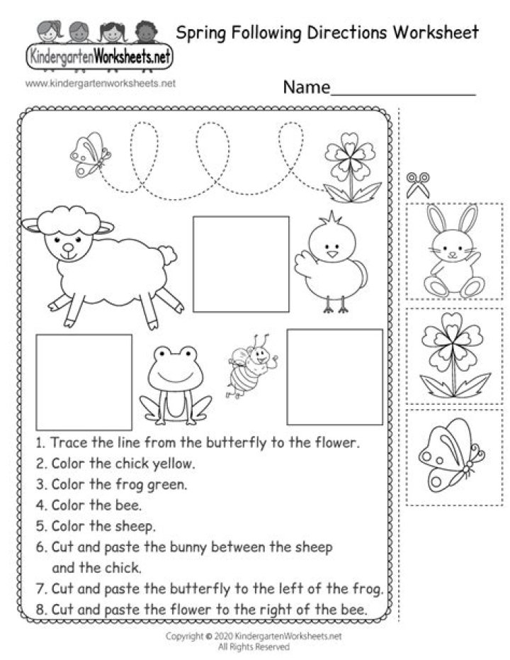 Free Following Directions Worksheets for Kindergarten PDF