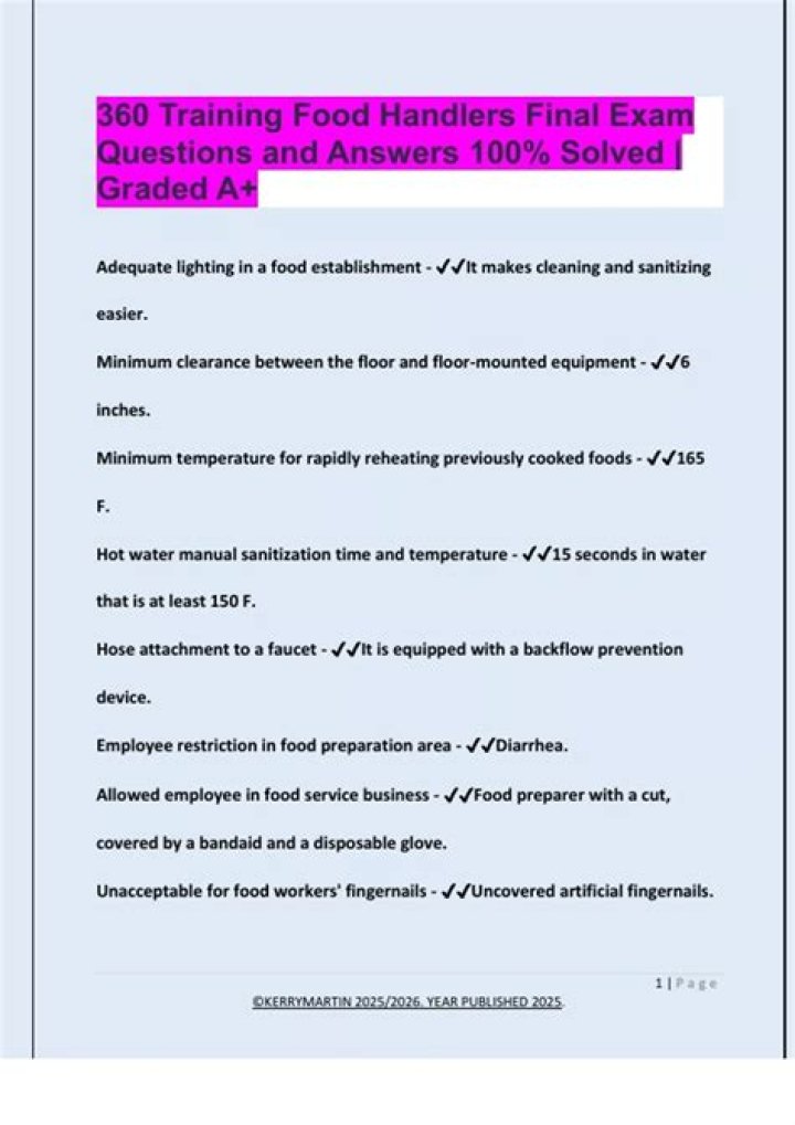 Food Handlers Test Questions Answers PDF for California - Pass with Confidence