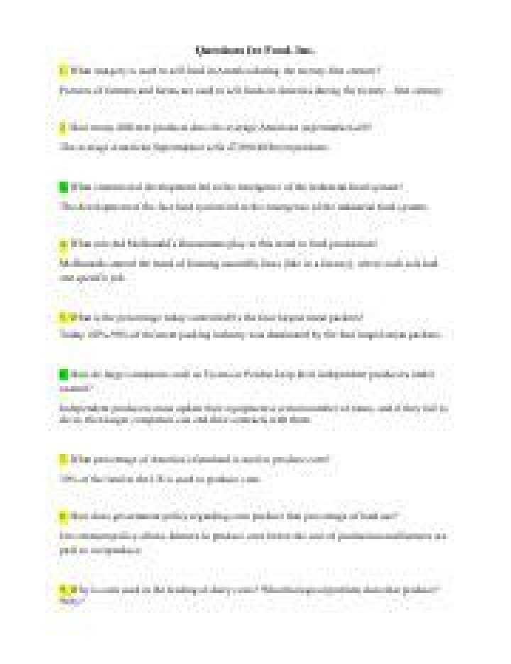 Food Inc Questions PDF: Answers to the Food Industry's Biggest Concerns
