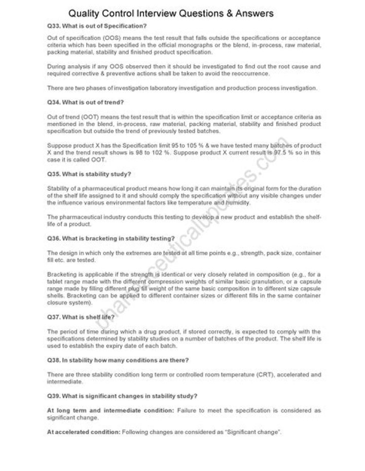 Top Food Quality Control Interview Questions & Answers PDF