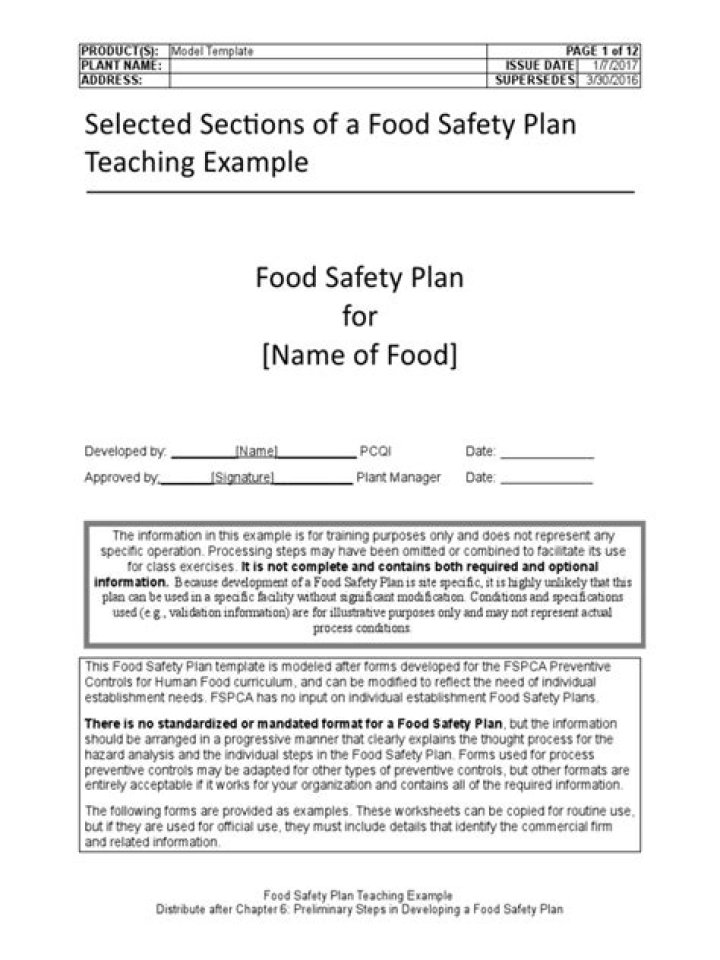 Download Free Food Safety Plan PDF for Compliance