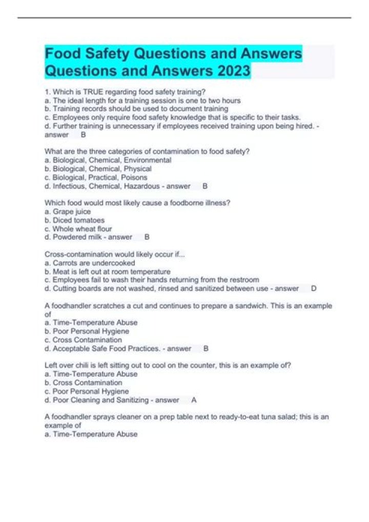 Food Safety Questions & Answers: Essential PDF Download