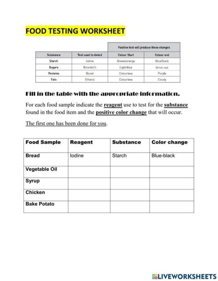 Download Free Food Test Worksheet PDF for Accurate Meal Analysis
