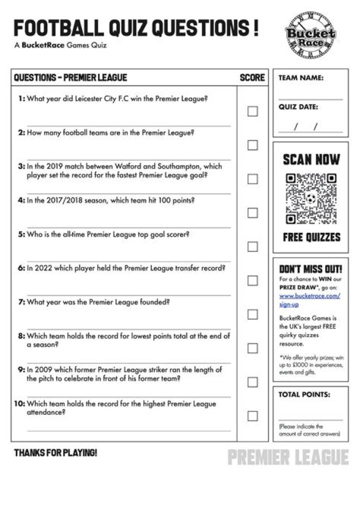 Football Quiz with Answers PDF – Test Your Knowledge Now
