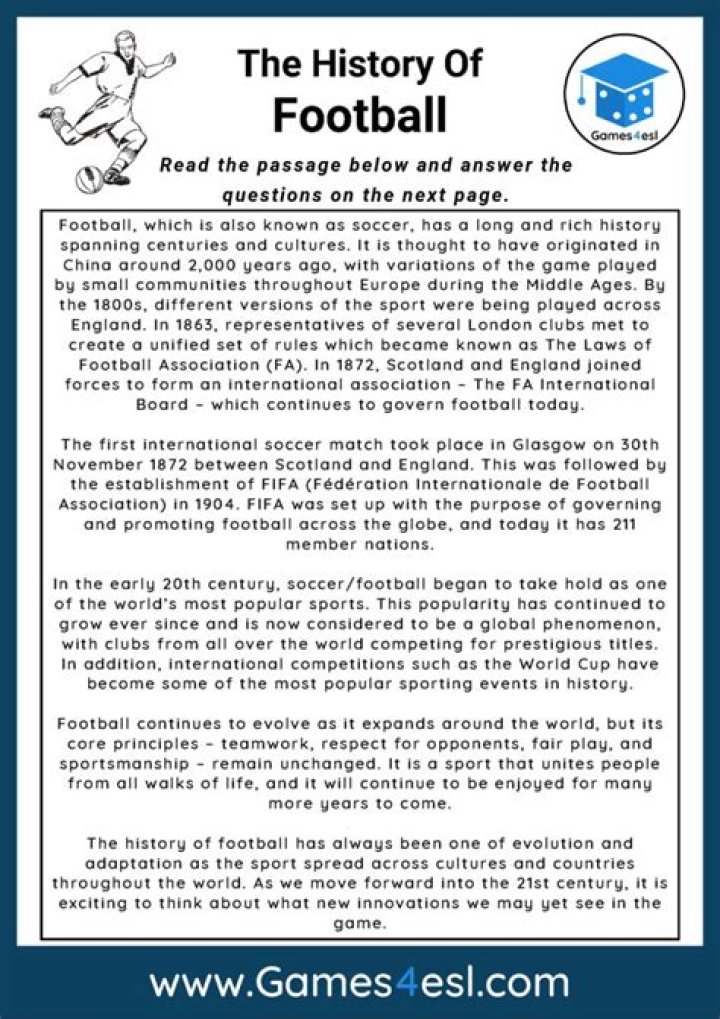 Football Reading Comprehension Worksheets PDF – Instant Download