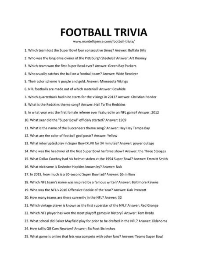 Football Trivia Questions and Answers PDF for Fans