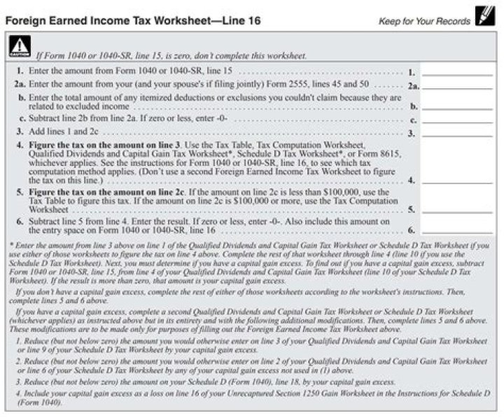 Foreign Earned Income Tax Worksheet 2024 PDF for Accurate Filing