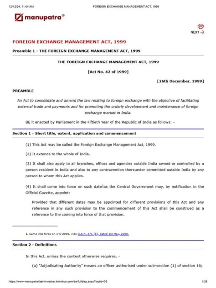 Foreign Exchange Management Act 1999 PDF – Legal Compliance Guide