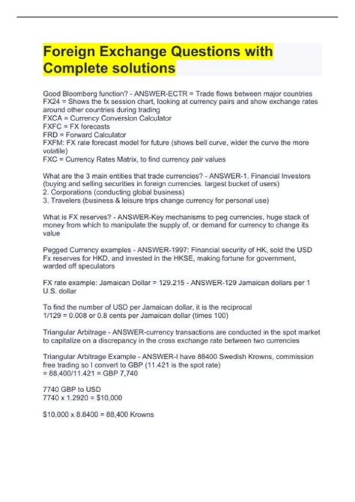 Foreign Exchange Questions and Answers PDF: Expert Guide