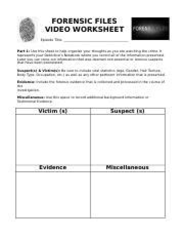 Forensic Files Worksheet PDF – Download Free Crime Scene Analysis Template