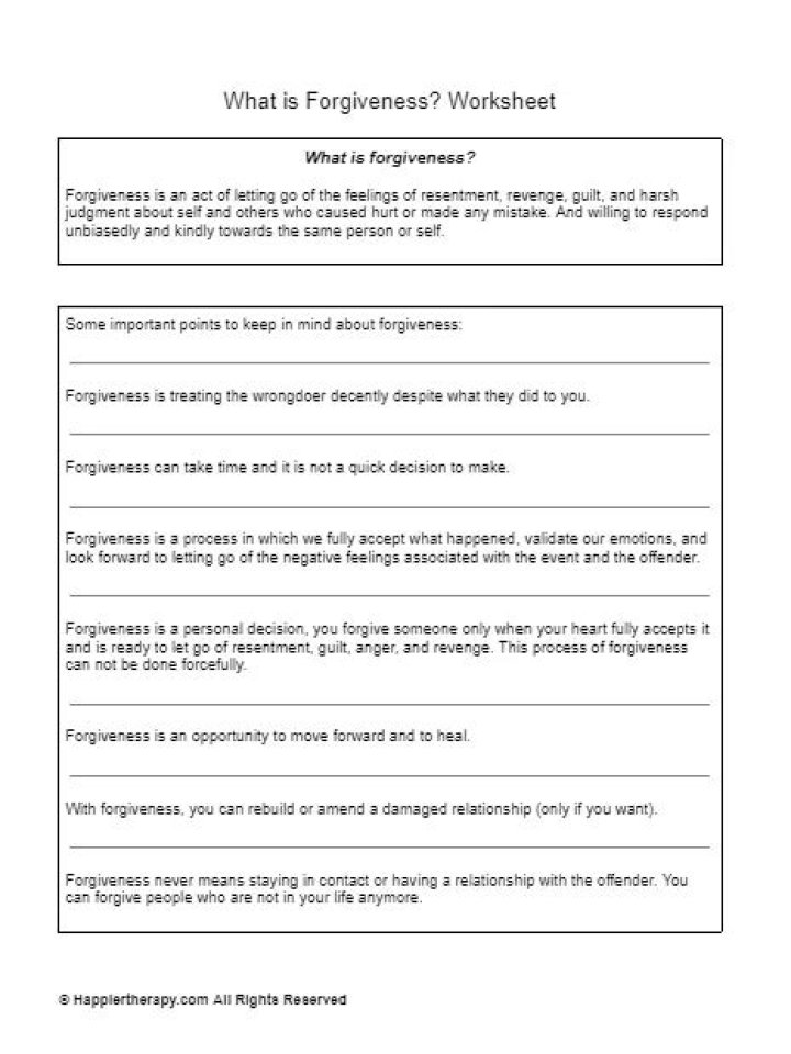 Forgiveness Worksheets for Adults PDF – Heal Emotions & Move Forward