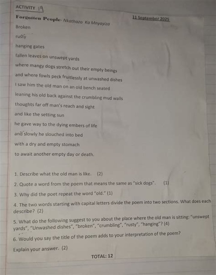 Forgotten People Poem: Questions & Answers PDF with Reflection