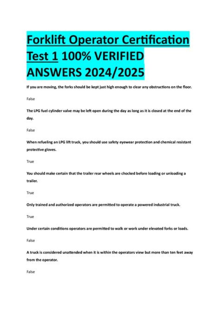 Forklift Test Answers PDF: Pass Safely & Efficiently
