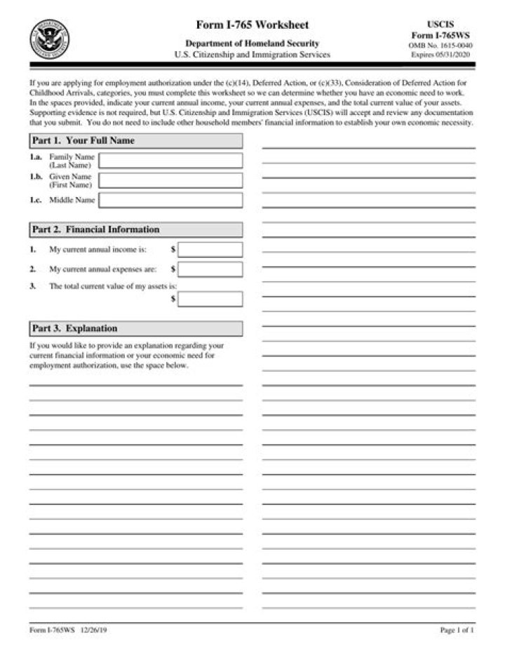 Free Form I-765 Worksheet PDF – Complete IRS Form for Worker Benefits