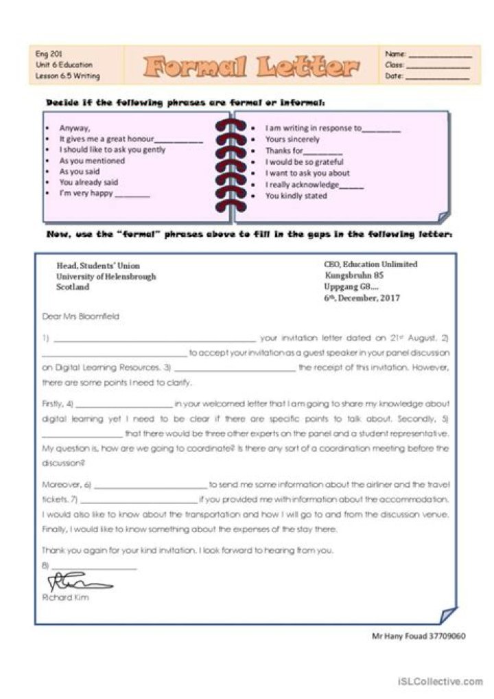 Master Formal Letter Writing with PDF Worksheets