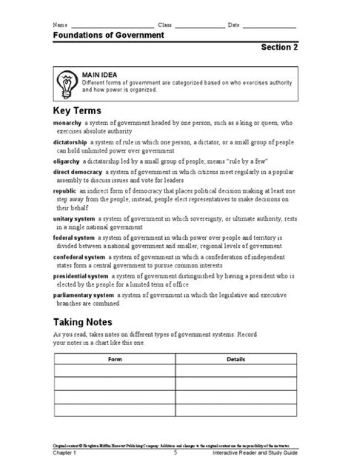 Foundations of Government Worksheet PDF: Free Educational Resource