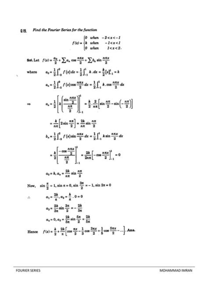 Fourier Series Questions and Answers PDF: Expert Guide & Practice