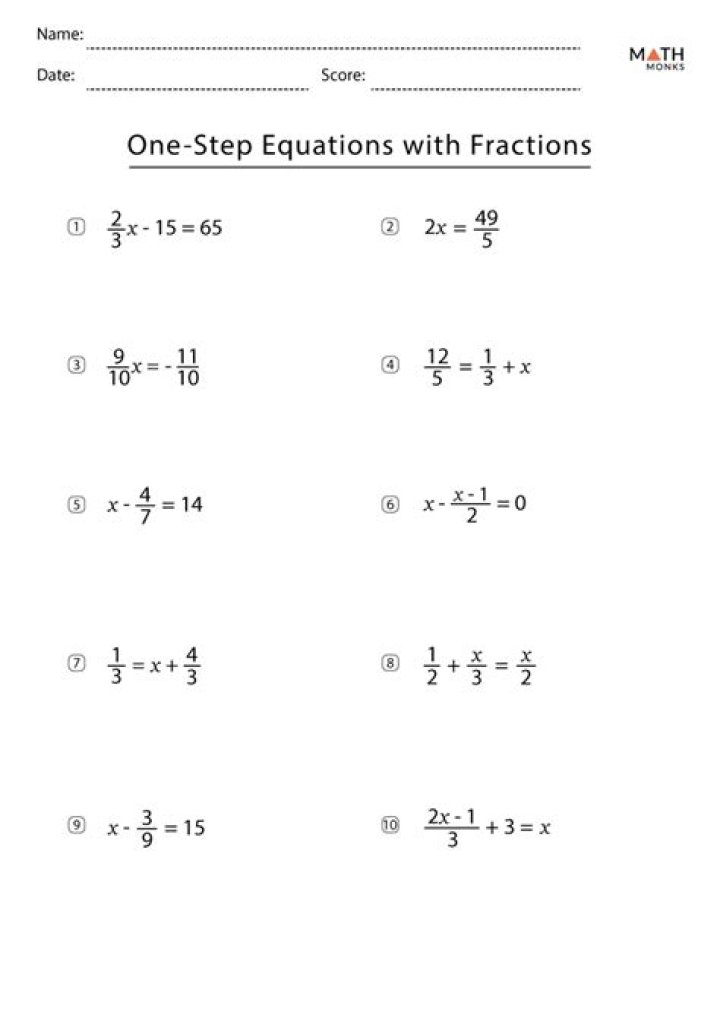 Fractional Equations Worksheet PDF – Free Downloadable Practice Workbook