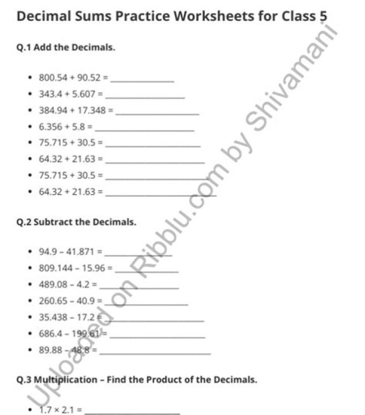 Fractions and Decimals Class 5 Worksheet PDF – Practice & Learn