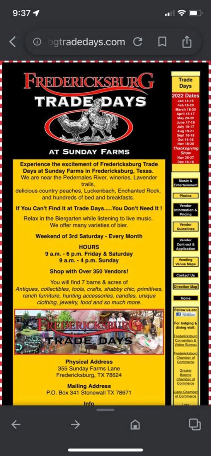 Fredericksburg Trade Days Vendor List PDF: Shop Local Vendors