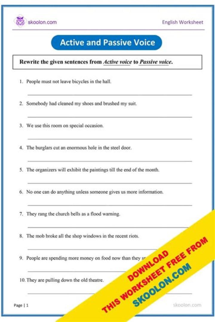 Free Active and Passive Voice Worksheets with Answers PDF