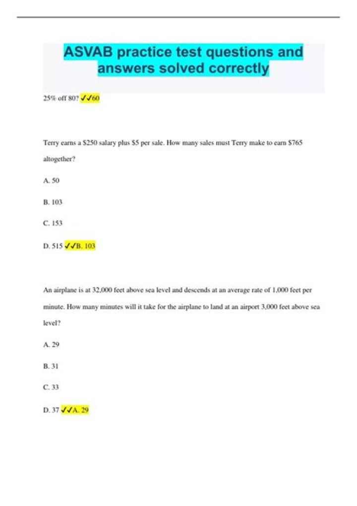 Free ASVAB Practice Test PDF with Answers Download Now