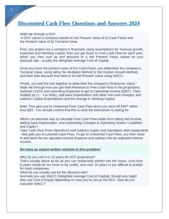 Free Cash Flow Questions and Answers PDF: Expert Guide to Understanding FCF