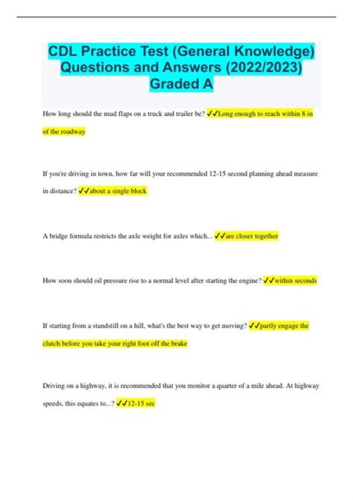 Free CDL Test Questions & Answers PDF – Pass with Confidence