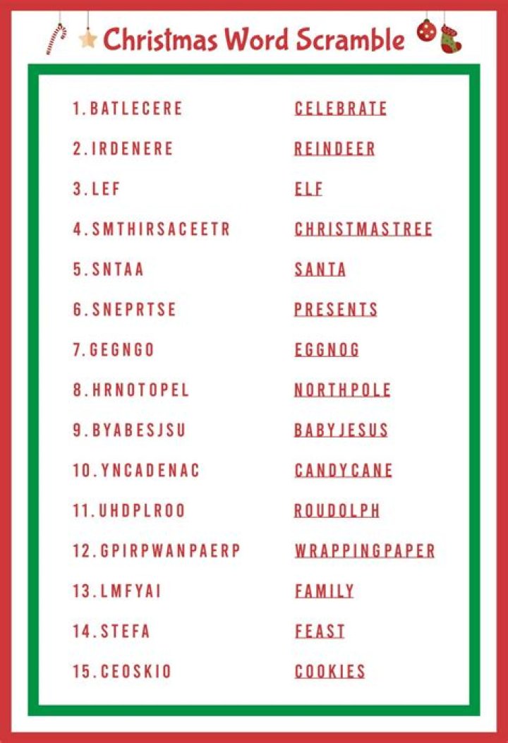 Free Christmas Word Scramble Answers PDF – Print & Play Now