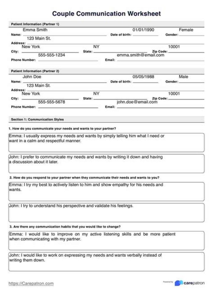 Free Couples Communication Worksheets PDF for Stronger Relationships