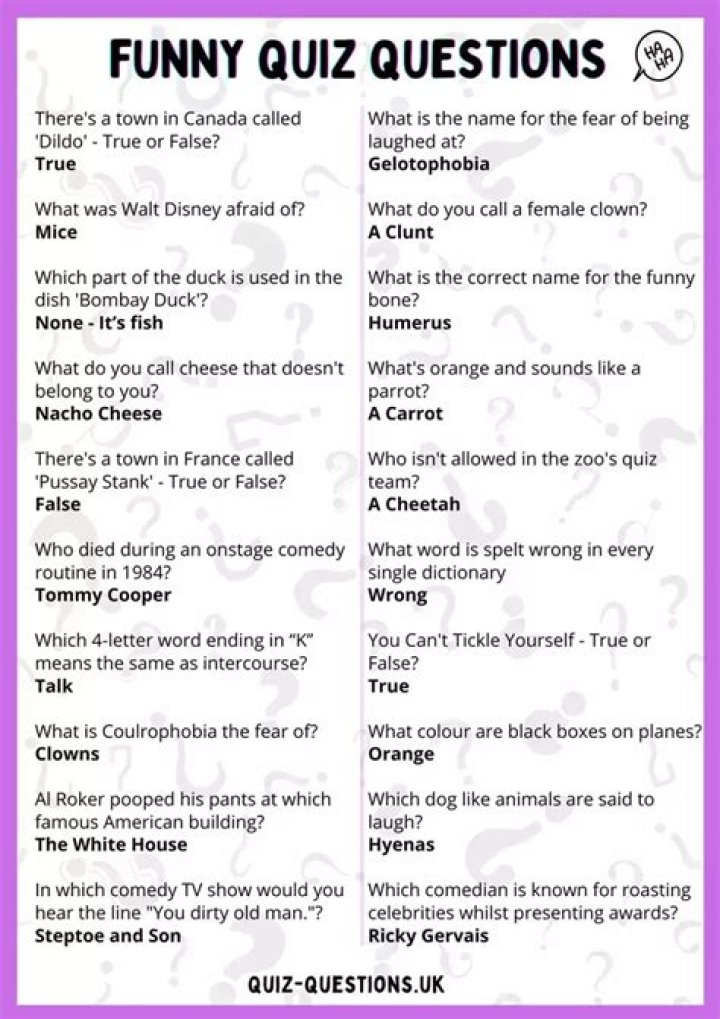 Free Download: Funny Quiz Questions & Answers PDF for Adults
