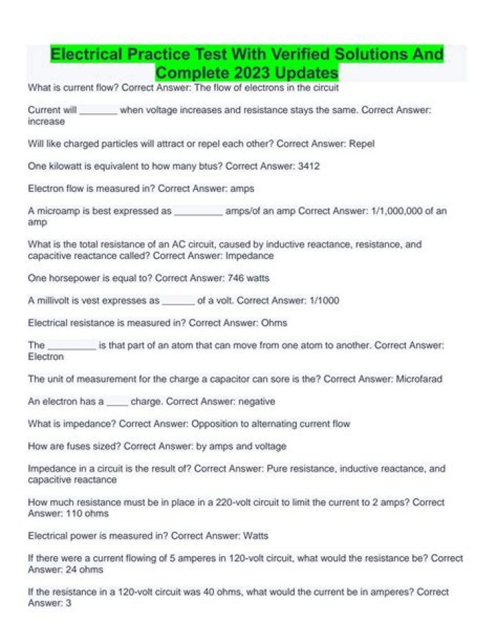 Free Electrical Practice Test PDF – Instant Download Now