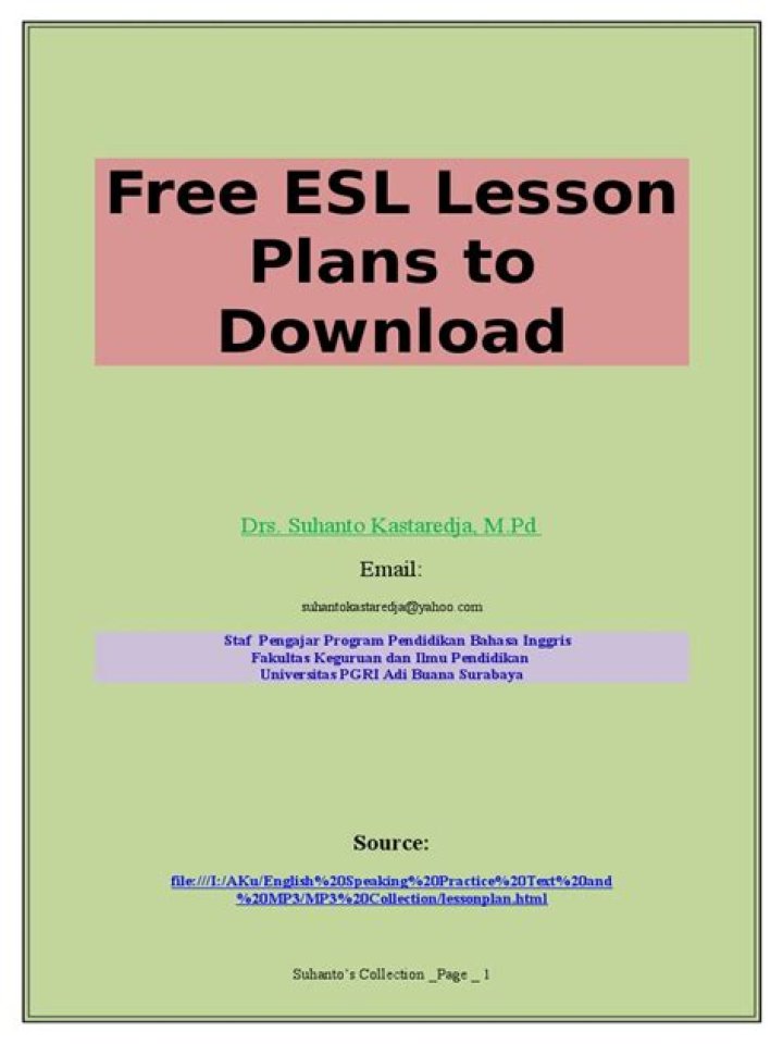 Free ESL Lesson Plans PDF – Instant Download for Teachers