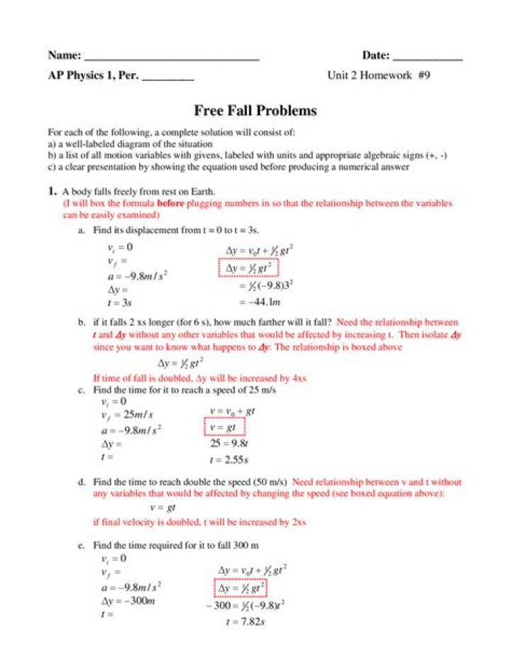 Free Fall Questions and Answers PDF Guide