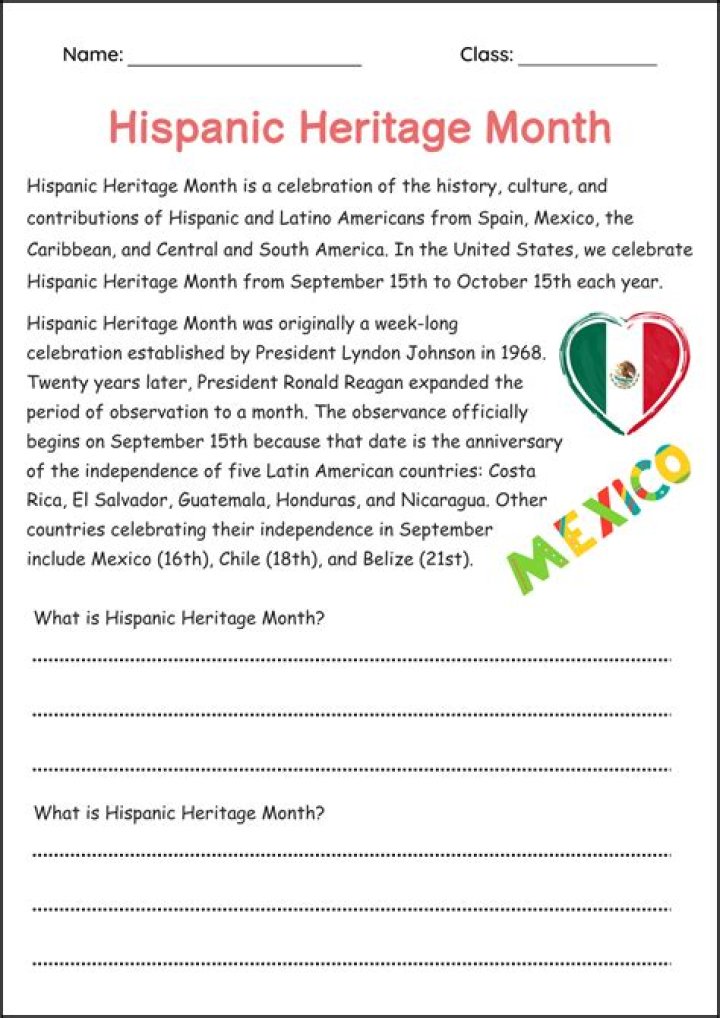 Free Hispanic Heritage Month Worksheets PDF – Free Downloadable Printables