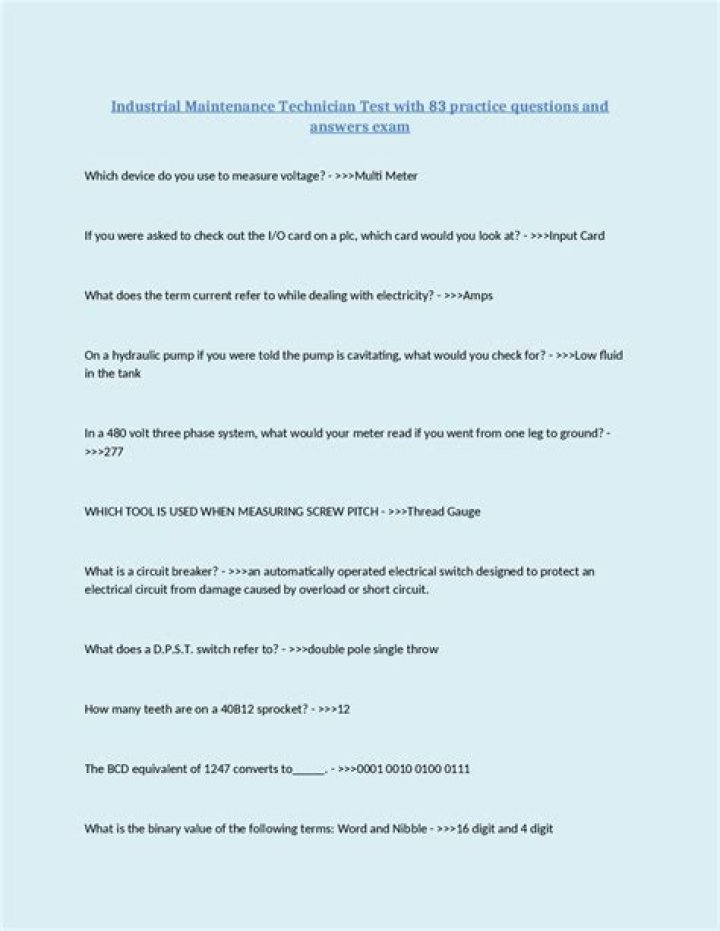 Free Industrial Maintenance Test PDF: Get Instant Access Now
