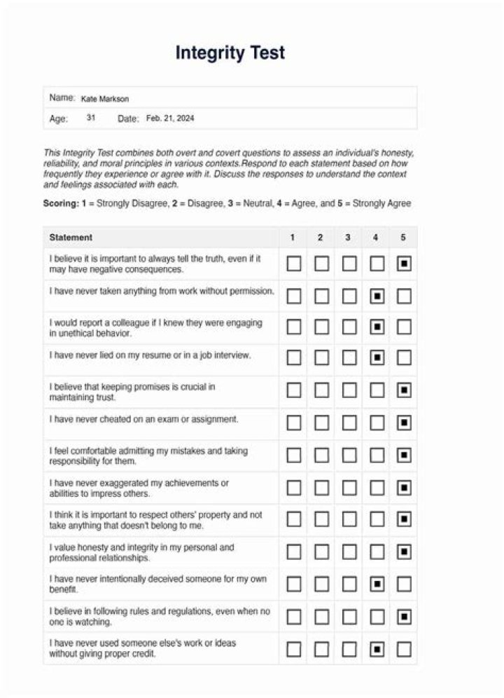 Free Integrity Test PDF – Verify Your Honesty Online