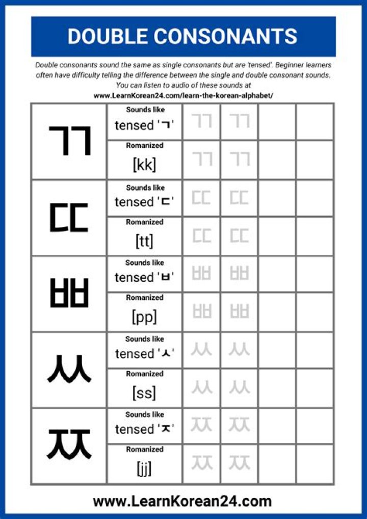 Free Korean Worksheets PDF for Beginners