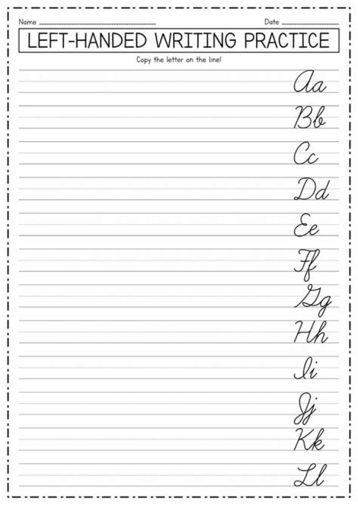 Free Left-Handed Handwriting Practice Sheets PDF for Easy Printing