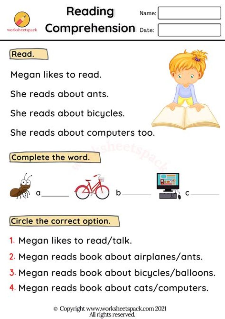 Free PDF Reading Comprehension Worksheets for Instant Download