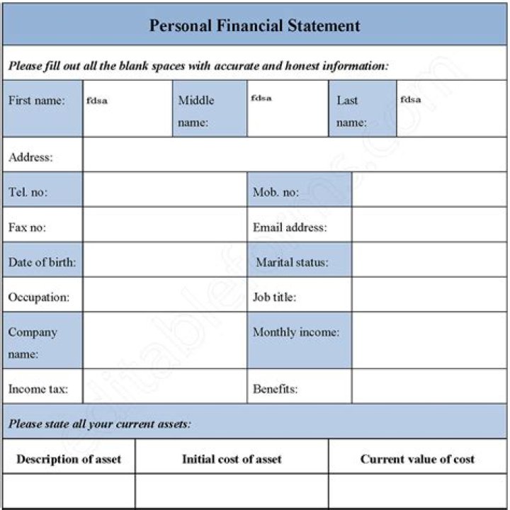 Free Personal Financial Statement Worksheet PDF Download