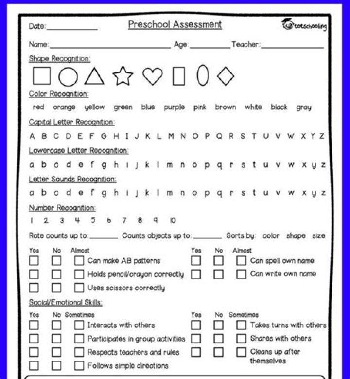 Free Preschool Assessment Test PDF – Instant Results Now