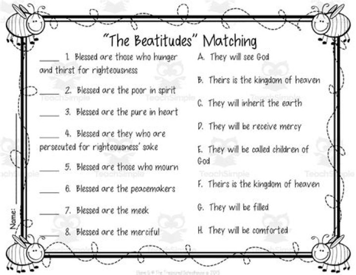 Free Printable Beatitudes Worksheet PDF for Daily Reflection