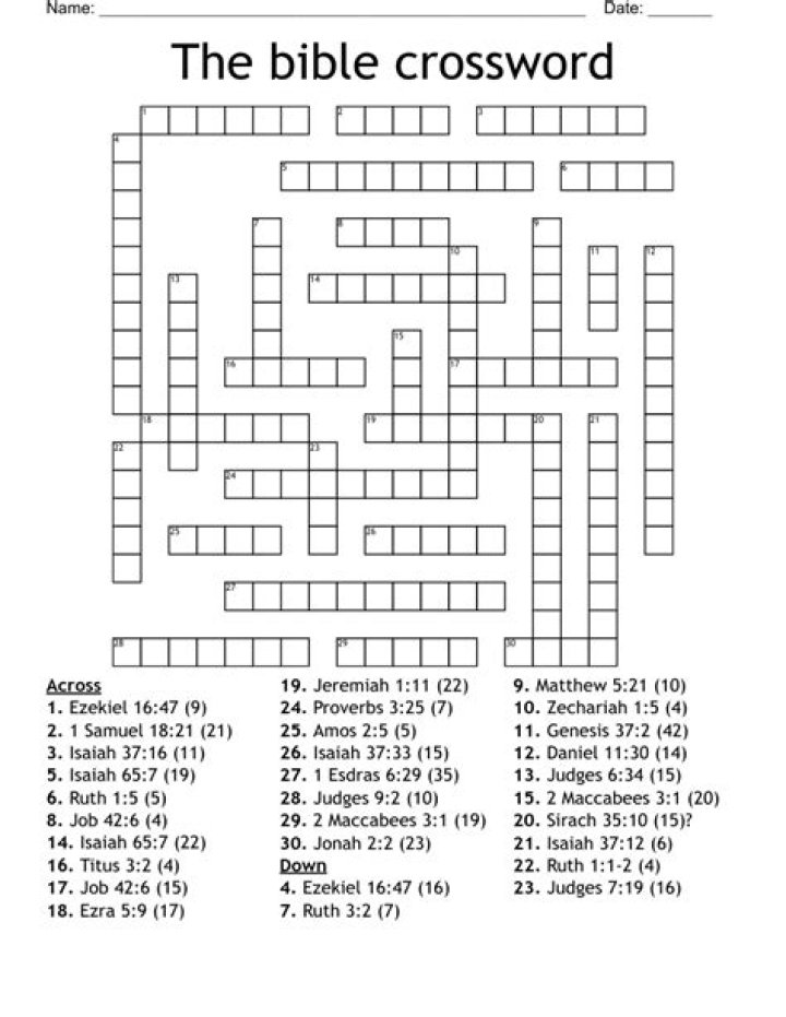 Free Printable Bible Crossword Puzzles with Answers PDF