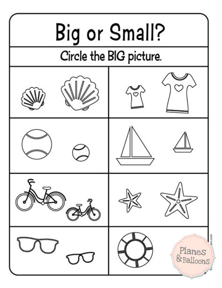 Free Printable Big and Small Worksheets for Preschool PDF