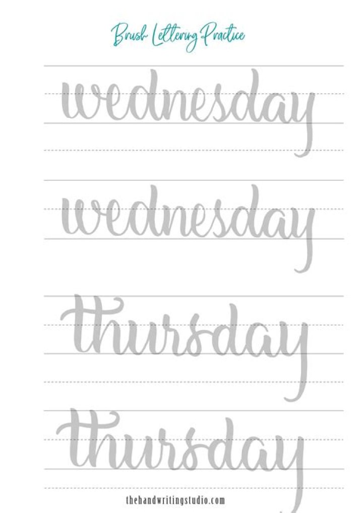 Free Printable Brush Lettering Practice Sheets PDF for Beginners